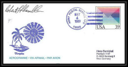9704/ Espace (space) Aerogramme Signé (signed Autograph) 4/5/1989 Army Postal Launch Sts-30 Shuttle (navette) USA - United States