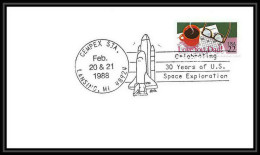 9595/ Espace (space Raumfahrt) Lettre (cover Briefe) 20-21/2/1988 Shuttle (navette) Cempex USA - Estados Unidos
