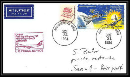 9169/ Espace (space Raumfahrt) Lettre (cover Briefe) 31/10/1984 First Flight Boeing Anchorage Seoul USA - Estados Unidos