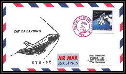 10090/ Espace (space Raumfahrt) Lettre (cover Briefe) 20/1/1990 Shuttle (navette) Sts-32 Landing Houston USA - Estados Unidos