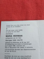 Doodsprentje Maria Heirman / Moerzeke 20/5/1917 Grembergen 7/3/1985 ( Georges Van Haute ) - Religion &  Esoterik