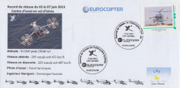 Enveloppe    FRANCE    EUROCOPTER    HELICOPTERE  Hybride    Record  De  Vitesse  Du  X3     MARIGNANE    2013 - Hubschrauber