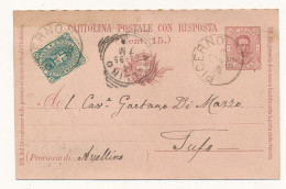 1895PICERNO CERCHO GRANDE SU CARTOLINA POSTALE 7 1/2 + 0,05 STEMMA - Marcophilie