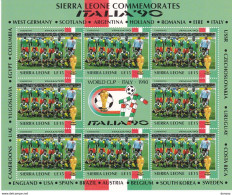 SIERRA LEONE 1990 Coupe Du Monde De FOOTBALL équipe Du CAMEROUN Feuillet De 8 Yvert 1151 Neuf** MNH - Sierra Leona (1961-...)