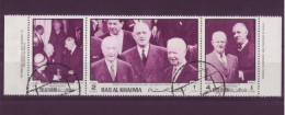 Asie - Ras-El-Kheima - Charles De Gaulle - Bandeau 3 Timbres Différents  - 6911 - Ra's Al-Chaima