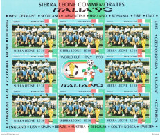 SIERRA LEONE 1990 Coupe Du Monde De FOOTBALL équipe D' URUGUAY Feuillet De 8 Yvert 1159 Neuf** MNH - Sierra Leona (1961-...)