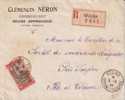 1934 - GUYANE - YVERT N° 127A SEUL SUR LETTRE ! RECOMMANDEE De REGINA (RARE !!) => FOUGERES (ILLE ET VILAINE) - Briefe U. Dokumente