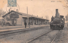 Algérie - SETIF - La Gare Avec Train - Voyagé 1906 (2 Scans) Marie Desagne à Serre-les-Moulières Par Gendrey Jura - Sétif