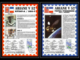 12134 Ariane 42p V 52 1992 Kitsat Topex Lot De 2 France Espace Signé Signed Autograph Espace Space Lettre Cover - Europa