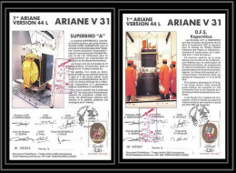 12112 Ariane Version 44l V 31 1989 Kopernicus Superbird Lot De 2 France Espace Signé Signed Espace Space Lettre Cover - Europa