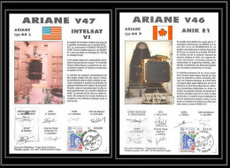 12129 Ariane 44p V 46 1991 Anik E1 Lot De 2 France Espace Signé Signed Autograph Espace Space Lettre Cover - Europe