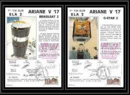 12103 Ariane V 17 1986 1er Tir Sur Ela 2 Bresilsat Arabsat Lot De 2 Signé Signed France Espace Espace Space Lettre Cover - Europe