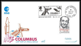 11963 Columbus 1987 Lollini Nice France Espace (space Raumfahrt) Lettre (cover Briefe) - Europe