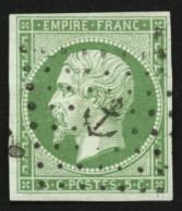 5c Vert (n°12) Obl. ANCRE. Cote 275€. Superbe. - 1853-1860 Napoleon III