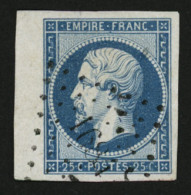 25c Empire (n°15) TTB Margé Avec Bord De Feuille Obl. PC. Signé CALVES. Qualité Exceptionnelle. - 1853-1860 Napoléon III