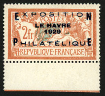 2F EXPOSITION LE HAVRE 1929 (n°257A) Bord De Feuille Neuf **. Cote 1650€. Signé BRUN. Superbe. - Andere & Zonder Classificatie