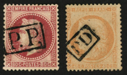 80c (n°32) Obl. P.P Et 40c (n°38) Obl. PD. Les 2 Timbres Signés SCHELLER. Luxe. - 1849-1876: Periodo Classico