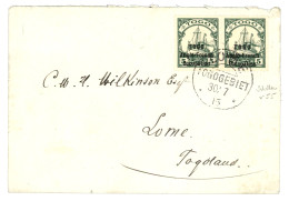 TOGO - Tirage SANSANE-MANGU : 1915  Paire 5pf (n°55) Obl. LOME TOGOGEBIET Sur Enveloppe Locale. Timbre Rare Sur Lettre ( - Andere & Zonder Classificatie