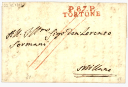 1808 P.87.P TORTONE En Rouge Sur Lettre Avec Texte Pour MILANO. Superbe. - 1792-1815: Veroverde Departementen