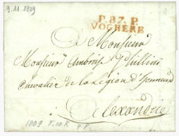 1809 P.87.P VOGHERE En Rouge Sur Lettre Avec Texte Pour ALEXANDRIE. Superbe. - 1792-1815: Départements Conquis