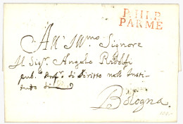 1811 P.111.P PARME En Rouge Sur Lettre  Avec Texte Pour BOLOGNA. Superbe. - 1792-1815: Conquered Departments