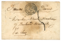 Bureau Central - SHANGHAI : 1860 CORPS EXP. CHINE Bau CENTRAL + Taxe 5 (simple Port Tarif Officier) Sur Enveloppe (déchi - Marques D'armée (avant 1900)