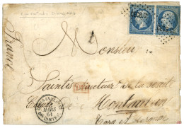 Bureau Central - SHANGHAI : 1861 20c (n°14)x2 Pd Obl. CECB.Cl (frappe Superbe) + CORPS EXP. CHINE Bau CENTRAL Sur Lettre - Legerstempels (voor 1900)