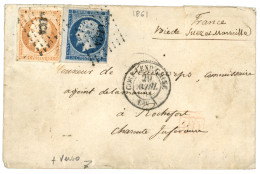 BUREAU A - SAIGON : 1861 20c (n°14) + 40c (n°16) Obl. CECA + CORPS EXP. CHINE Bau A Sur Enveloppe Pour La FRANCE. Verso, - Marques D'armée (avant 1900)