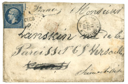 BUREAU B - TIENTSIN (nov 60 à Nov 61): 1860 20c (n°14) Obl. CECB + CORPS EXP. CHINE Bau B 11 Dec 60  Sur Enveloppe Pour  - Sellos De La Armada (antes De 1900)