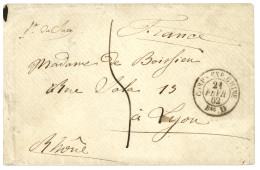 BUREAU  D - SINGAPOUR : 1862 CORPS EXP. CHINE Bau D + Taxe 5 (tarif Officier) Sur Enveloppe Pour LYON. Les Lettres Du BU - Army Postmarks (before 1900)