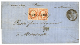 Delcampe - BUREAU  D - SINGAPOUR : 1861 Superbe Paire 40c (n°16) Obl. CECD + CORPS EXP. CHINE Bau D Sur Lettre Avec Texte Daté "SAI - Army Postmarks (before 1900)