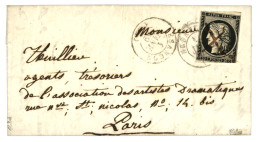 1 JANVIER 1849 : 20c Noir (n°3) Touché En Bas Obl. Plume + Cachet Type 15 BESANCON 1 JANV. 49 Sur Lettre Avec Texte Pour - 1849-1850 Cérès