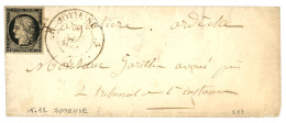 1849 20c Noir (n°3) TTB Margé Obl. Grille + T.12 JOYEUSE Sur Enveloppe Pour LARGENTIERE (arrivée T.14 LARGENTIERE 3 Nov  - 1849-1850 Ceres