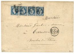 1867 TÊTE-BÊCHE Du 20c (n°22) Dans Une Bande De 4 Obl. GC 2659 + T.15 NIMES Sur Enveloppe Pour TARASCON. Signé BRUN + CA - 1863-1870 Napoleon III With Laurels