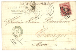 MIXTE FRANCE - MAROC ESPAGNOL : 1871 FRANCE 80c (n°32) Obl. GC 2240 + T.17 MARSEILLE + "Voie De GIBRALTAR" Sur Lettre Po - 1863-1870 Napoléon III. Laure