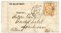 BALLON MONTE : 40c (n°38) Obl. Etoile + PARIS 8 Dec 70 Sur BALLON MONTE Pour AMSTERDAM (PAYS-BAS). Verso, AMSTERDAM 14 D - Guerre De 1870