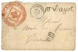 1871 Cachet CROIX-ROUGE  SOCIETE DE SECOURS AUX BLESSES MILITAIRES COMBOURG + T.16 COMBOURG + P.P Sur Lettre (déchirure) - Guerre De 1870