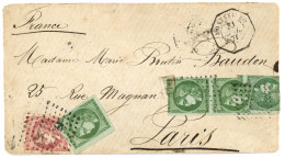 1871 80c BORDEAUX (n°49) TB Margé + 4 Exemplaires Du 5c BORDEAUX (n°42B) Avec Défauts Obl. ANCRE + Cachet Consulaire MON - 1870 Emissione Di Bordeaux