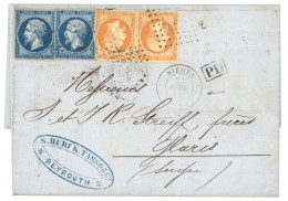 LIGNE De SYRIE - Paquebot NIEMEN : 1866 20c (n°22) X2 + 40c (n°23) X2 Pd Obl. ANCRE + Paquebot NIEMEN 23 Avril 66 Sur Le - Correo Marítimo