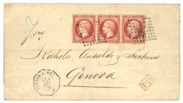 1868 80c (n°24) Bande De 3 Obl. ANCRE + BUENOS-AYRES Sur Lettre Pour L' ITALIE. Double Port à 2F40. Superbe. - Schiffspost