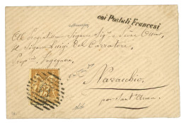 1882 25c SAGE Obl. Cachet Italien 14 + COI POSTALI FRANCESI Sur Enveloppe Pour NAVACCHIO (ITALIE). RARE. Superbe. - Schiffspost