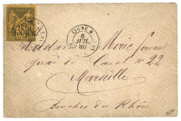 LIGNE O De POINTE DE GALLE (CEYLON) à CALCUTTA : 1880 35c SAGE Obl. Trés Rare Cachet LIGNE O PAQ FR N°1 (Salles N°1961b  - Poste Maritime