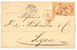 1869 Paire 40c EMPIRE (n°23) Obl. GC 5118 + YOKOHAMA Bau FRANCAIS Sur Lettre Pour La FRANCE. TTB. - 1849-1876: Periodo Clásico