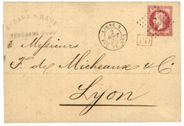 1870 80c (n°32) Obl. ANCRE + LIGNE N PAQ FR. N°1 Sur Lettre De YOKOHAMA (JAPON) Pour LYON. RARE. TTB. - 1849-1876: Classic Period