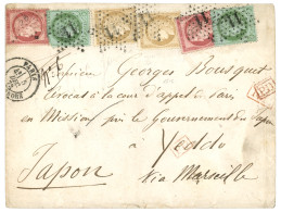 1872 CERES 5c (x2) Pd + 15c (x2) + 80c (x2) Obl. Etoile 11 Sur Enveloppe De PARIS Pour YEDO (JAPON). Combinaison Tricolo - 1849-1876: Klassieke Periode