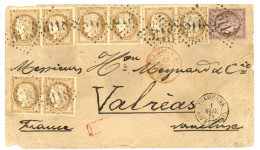 1875 4 Paires Du 15c CERES (n°59) + 10c CERES Obl. GC 5118 + YOKOHAMA Bau FRANCAIS Sur Lettre Via BRINDISI Pour La FRANC - 1849-1876: Periodo Clásico