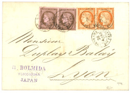 1877 10c CERES (x2) + 40c SIEGE (x2) Obl. YOKOHAMA Bau FRANCAIS Sur Lettre Pour La LYON. Combinaison Trés Rare. Superbe. - 1849-1876: Période Classique