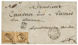 SHANGHAI CHINE : 1865 FRANCE Paire 10c (n°21) Pd  Obl. GC 5104 De SHANGHAI + CORR. D' ARMEES INDO-CHINE Sur Enveloppe Po - 1849-1876: Période Classique