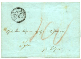 RHODES : 1865 RHODES TURQUIE + Taxe "100" Rouge Sur Lettre Pour La GRECE. Verso, SMYRNE TURQUIE. RARE. TTB. - 1849-1876: Klassik