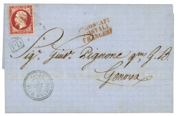 VARNA : 1863 80c (n°24) Pd Obl. GC 5103 + VARNA TURQ. D' EUROPE Sur Lettre Avec Texte Pour L' ITALIE. Superbe. - 1849-1876: Periodo Clásico